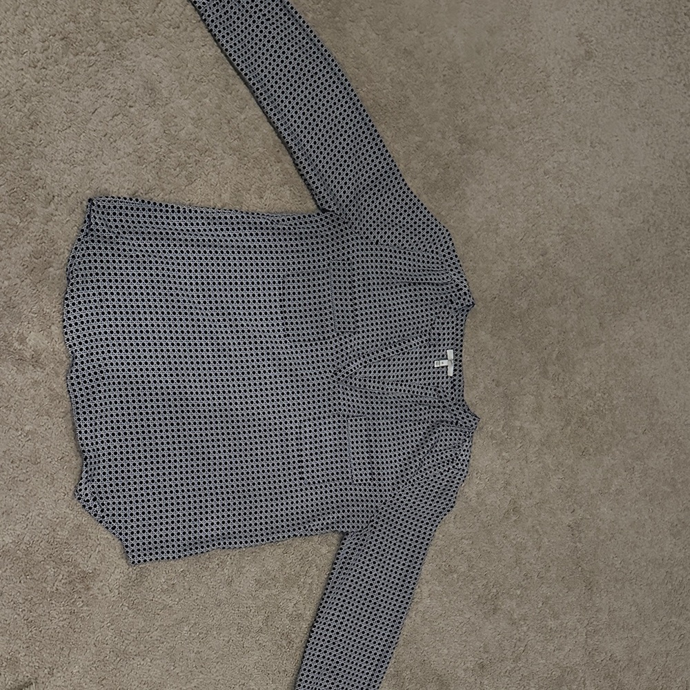 Joie Silk Black and White Long Sleeve Top